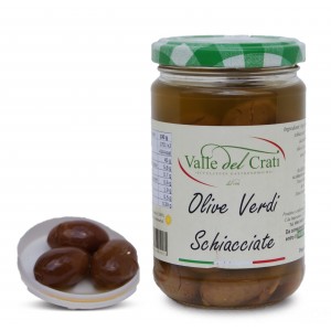 Olive verdi schiacciate alla calabrese sott'olio di oliva